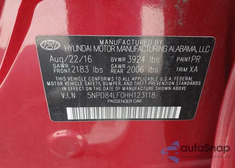 2017 Hyundai Elantra Se from USA, damaged, VIN 5NPD84LF0HH123118